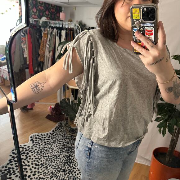 Free People Fantasy Fringe Tee Gray Size XS - Picture 4 of 4